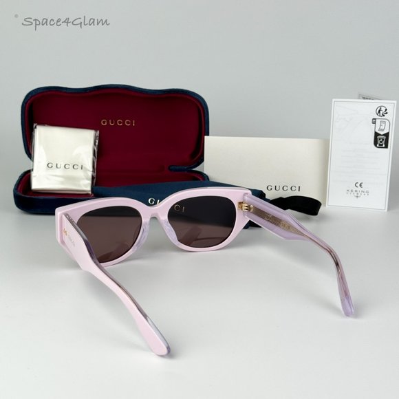 BRAND NEW Gucci GG1532SA 004 Pink Brown Unisex Cat Eye Sunglasses GG 1532SA - Picture 5 of 9